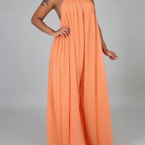 Jumpsuit Halter Neck Sleeveless Chiffon Wide Leg
